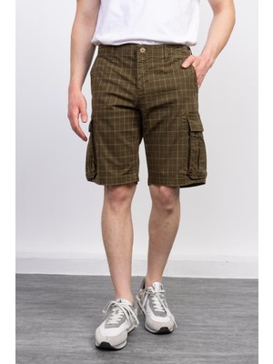 Megalomans Haki Cepli Ekose Kargo Şort