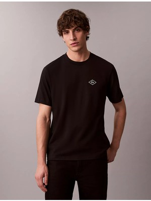 Calvin Klein Erkek Kısa Kol Bisiklet Yaka Ck Yazı Detay Reqular Fit Siyah T-Shirt LV04RE802G-UB1