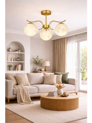 Esslight Alara 3 Lü Eskitme Plafonyer 3 Boyutlu Başlık Salon Mutfak Yatak Odası Avize