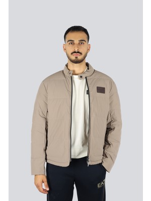 Emporio Armani Erkek Dik Yaka Uzun Kol  % 100 Kuş Tüyü Cep Detay Kapitoneli Bej Mont EM003278 AF18499-U6189