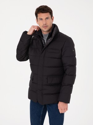 Cacharel Erkek Siyah Kaz Tüyü Dolgulu Kapüşonlu Mont 50314904-VR046