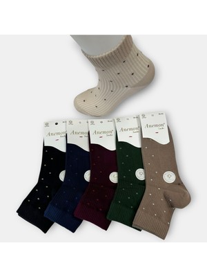 Anemon Socks Pamuklu Bayan Taşlı Desenli Çorap 12 Çift
