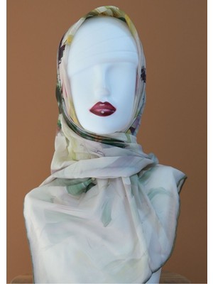 Sinem Monalisa Hibrit Dijital Natıral Eşarp Haki