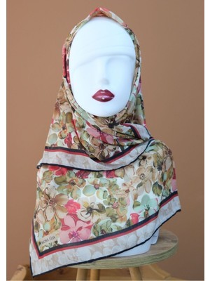 Sinem Monalisa El Dikişli Soft Pamuk Eşarp Siyah