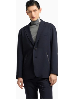 Emporio Armani Erkek Kruvaze Yaka Uzun Kol Düğme Kapama Lacivert Ceket EM001158 AF18079-UB118