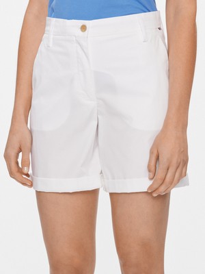Tommy Hilfiger Kadın Rahat Kesim  Logolu Normal Kalıp Beyaz Şort WW0WW41769-YCF