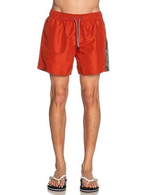 EA7 Erkek Yanları Şerit Çizgili Beli Lastiki ve Ip Bağlamalı Çabuk Kuruyan Esnek Kumaşlı Kırmızı Mayo 7M000535 AF13101-U3012