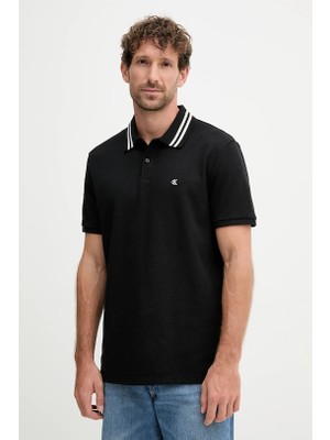Calvin Klein Erkek Normal Kalıp %100 Pamuklu Kısa Kollu Çizgili Siyah Polo Yaka T-Shirt LV04RC276G-UB1