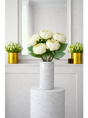 Madame Nazar Üstün Kalite Gerçekçi Şakayık Yapay Çiçek–7'li 1 Dal- 30CM(KIRIK Beyaz) Solmaz, Vazo ve Salon Dekoru