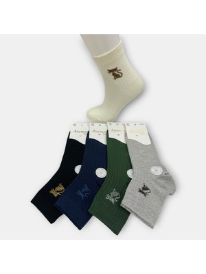 Anemon Socks Pamuklu Kedi Desenli Taşlı Bayan Çorap 12 Çift