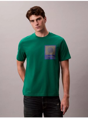 Calvin Klein Erkek Regular Fit %100 Pamuklu Baskılı Kısa Kollu Yeşil T-Shirt LV04RE803G-2ES