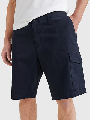 Tommy Hilfiger Erkek Dokuma Kumaş  Normal Bel  Düz Model Mavi Şort MW0MW23573-DW5