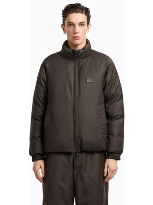 Emporio Armani Erkek %100 Ördek Tüyü Dik Yaka Şişme Fermuarlı Çift Taraflı Kahverengi Mont EM003275 AF18078-U8120