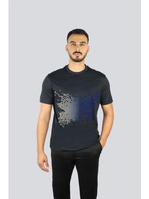 Emporio Armani Erkek Normal Kalıp Pamuklu Esnek Kumaş Logo Detaylı Kısa Kollu Lacivert T-Shirt EM002946 AF10761-UB118