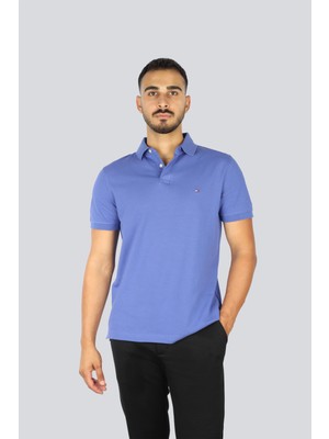 Tommy Hilfiger Erkek Dokuma Polo Yaka Kısa Kol Günlük Mavi T-Shirt MW0MW17770-C8K