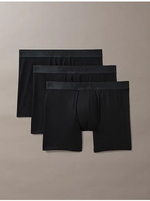 Calvin Klein Erkek Yumuşak Nefes Alabilen Kumal Elastik Logolu Bel Bantlı 3'lü Paket Siyah Boxer 000NB3652A-UB1