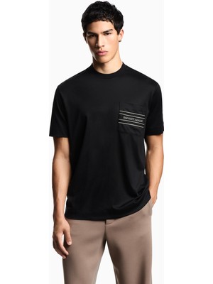 Emporio Armani Erkek Normal Kalıp Logo Desenli Yuvarlak Yakalı Kısa Kollu Siyah T-Shirt EM002960 AF18312-UC001