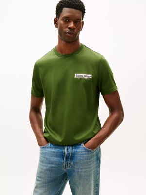 Tommy Hilfiger Erkek Normal Kalıp Yuvarlak Yakalı Logo Imzalı Kısa Kollu Yeşil T-Shirt MW0MW41463-L01