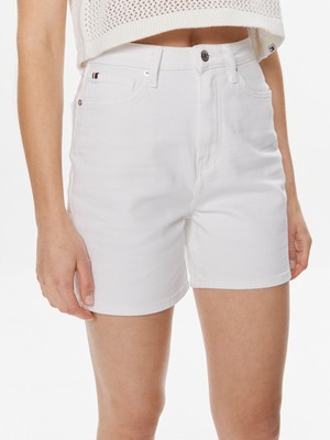 Tommy Hilfiger Kadın Dokuma Kumaş  Normal Bel  Düz Model Beyaz Şort WW0WW41321-YCF