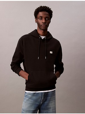 Calvin Klein Erkek Rahat Kalıp Kapüşonlu Pamuklu Uzun Kollu Siyah Sweatshirt LV04RC274G-UB1