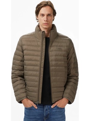 Calvin Klein Erkek Normal Kalıp Kapitone Desenli Isı Yalıtımlı Su Geçirmez Dik Yaka Kahverengi Ceket LV04LC506G-PDK