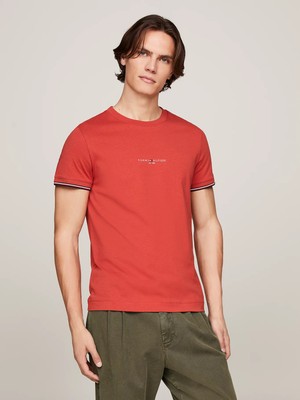 Tommy Hilfiger Erkek Dokuma Kumaş Kısa Kol Düz Model Kırmızı T-Shirt MW0MW32584-XM0