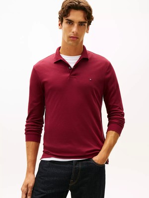 Tommy Hilfiger Erkek %100 Pamuklu Normal Kesim Uzun Kollu Kırmızı Polo Yaka T-Shirt MW0MW37317-VLP