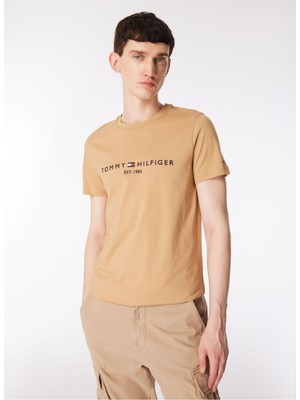 Tommy Hilfiger Erkek Dokuma Kumaş Kısa Kol Düz Model Kahverengi T-Shirt MW0MW11797-RBL