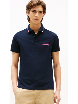 Tommy Hilfiger Erkek Pamuklu Regular Fit Logo Işlemeli Kısa Kollu Lacivert Polo Yaka T-Shirt MW0MW39837-DW5