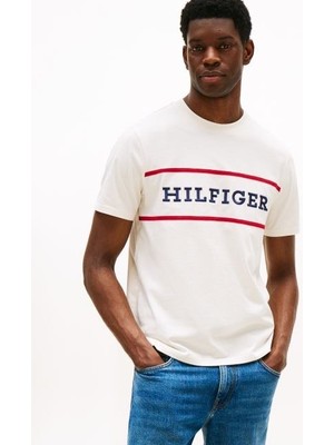 Tommy Hilfiger Erkek Regular Fit Logo Desenli Yuvarlak Yakalı Pamuklu Kısa Kollu Sarı T-Shirt MW0MW39845-Z00