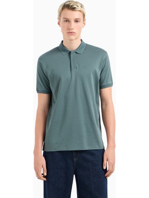 Emporio Armani Erkek Regular Fit Kartal Işlemeli %100 Pamuklu Kısa Kollu Yeşil Polo Yaka T-Shirt EM000850 AF12955-U9083