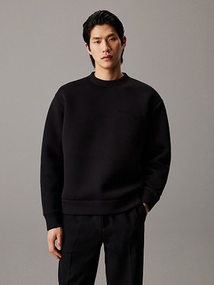 Calvin Klein Erkek Bisiklet Yaka Pamuklu Normal Kesim Siyah Sweatshirt K10K113570-BEH