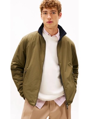 Tommy Hilfiger Erkek Normal Kalıp Çift Taraflı Dik Yakalı Uzun Kollu Haki-Lacivert Ceket MW0MW41862-RBN