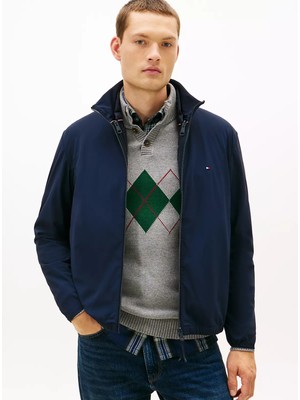 Tommy Hilfiger Erkek Rahat Kalıp Logo Baskılı Kapüşonlu Uzun Kollu Lacivert Ceket MW0MW41931-DW5