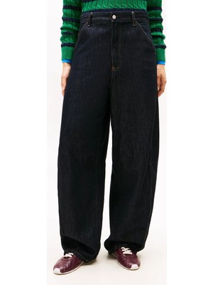 Tommy Hilfiger Kadın Rahat Kalıp Yüksek Bel Geniş Paça Lacivert Jeans WW0WW47683-1AP