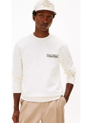 Tommy Hilfiger Erkek Regular Fit Yuvarlak Yakalı Logo Baskılı Uzun Kollu Sarı Sweatshirt MW0MW41433-Z00
