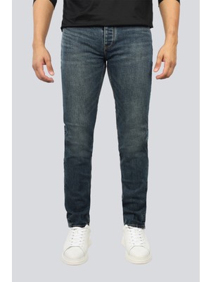 Emporio Armani Erkek Slim Fit Cep Detay Uzun Dar Paça Denim Kumaş Lacivert Jeans EM000668 AF17486-MB002