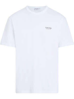 Calvin Klein Erkek Düz Model Marka Logolu Kısa Kollu Beyaz T-Shirt K10K113104-YAF