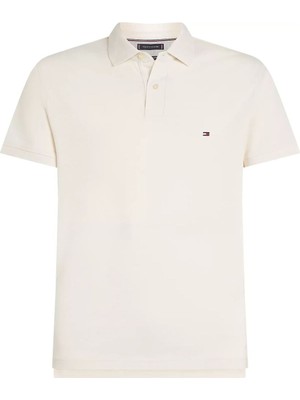 Tommy Hilfiger Erkek Pamuklu Polo Yakalı Düğme Kapamalı Kısa Kollu Ekru Polo Yaka T-Shirt MW0MW17771-Z00