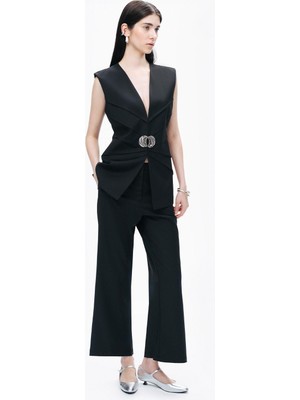 Nocturne Kadın Normal Bel Regular Fit Geniş Paçalı Siyah Pantolon N25YN3375-SİYAH