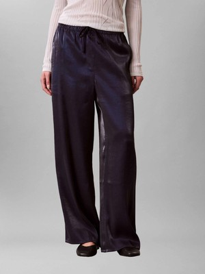Calvin Klein Kadın Rahat Kalıp Beli Ip Bağlamalı Geniş Paça Lacivert Pantolon LV044E609G-WFW