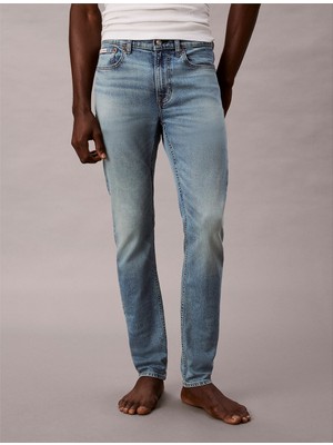 Calvin Klein Erkek Normal Bel Boru Paça Cep Detay Denim Kumaş Mavi Jeans LV04RE700G-2TG