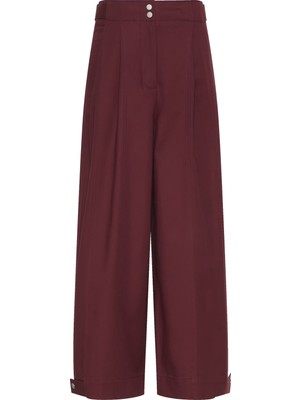 Calvin Klein Kadın Yüksek Bel Geniş Paça Denim Kumaş Cepli Kırmızı Pantolon LV044D616G-GEX