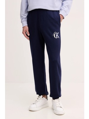 Calvin Klein Erkek Regular Fit Beli ve Paçası Lastikli %100 Pamuklu Lacivert Eşofman Altı LV04RE256G-WFW
