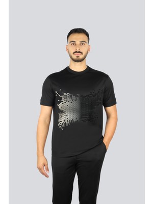 Emporio Armani Erkek Normal Kalıp Pamuklu Esnek Kumaş Logo Detaylı Kısa Kollu Siyah T-Shirt EM002946 AF10761-UC001