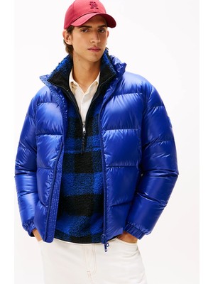 Tommy Hilfiger Erkek Uzun Kol Kapitoneli Şişme Dik Yaka Cepli Mavi Mont MW0MW40617-D03