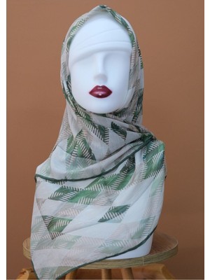 Sinem Monalisa Eldikişli Digital Bambu Eşarp Kirli Yeşil