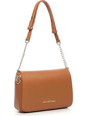 Love Moschino Kadın Metal Logo Fermuar Kapama Deri Kısa Kulp Bej Omuz Çantası JC4373PP0NKF0-200