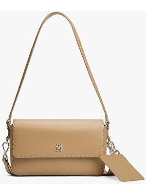 Tommy Hilfiger Kadın Ayarlanabilir Omuz Askılı Fermuarlı Çıkarılabilir Ek Bölmeli Bej Omuz Çantası AW0AW17219-RBC