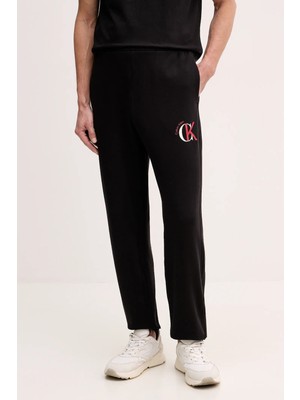 Calvin Klein Erkek Regular Fit Beli ve Paçası Lastikli %100 Pamuklu Siyah Eşofman Altı LV04RE256G-UB1
